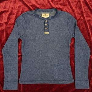 Vintage Hollister Heathered Blue Long Sleeve Henley Shirt